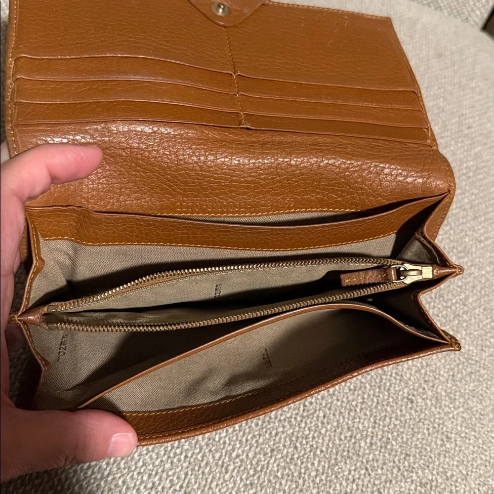 Authentic Fendi Brown Charm Zucchino Canvas Wallet